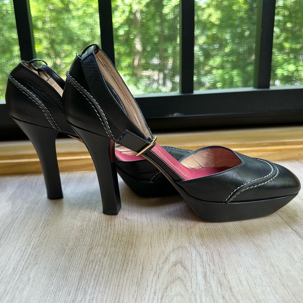 kate spade Ankle Straps Corporate Black & White Platform Heels Dark Academia ~7B - Picture 10 of 16